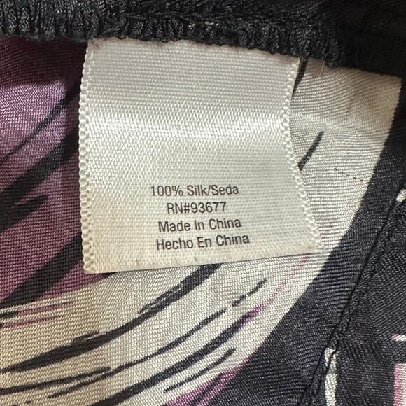 a.n.a. Black and Purple 100% Silk Pleated Blouse Sz Petite Medium - Picture 6 of 9
